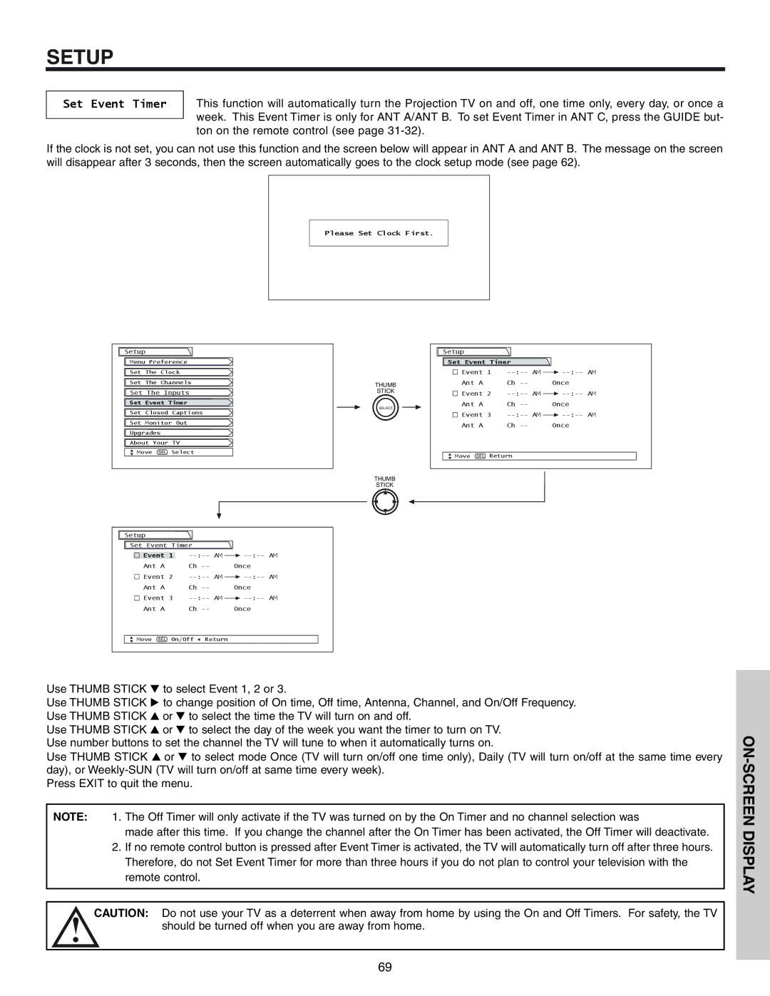 Hitachi 57T600 important safety instructions Set Event Timer 