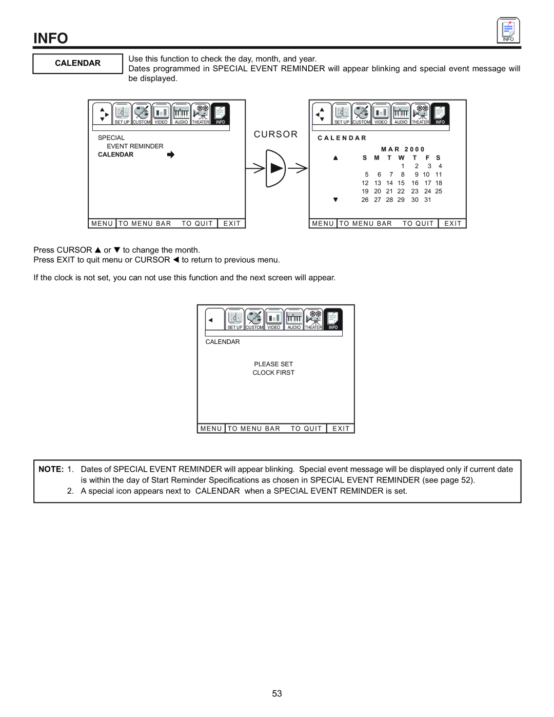 Hitachi 50EX01B, 60EX01B manual Calendar, L E N D a R 