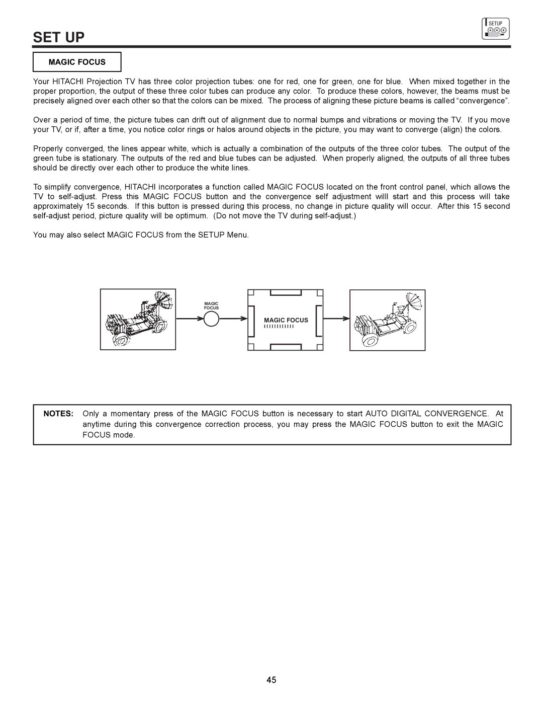 Hitachi 61UWX10B important safety instructions Magic Focus 