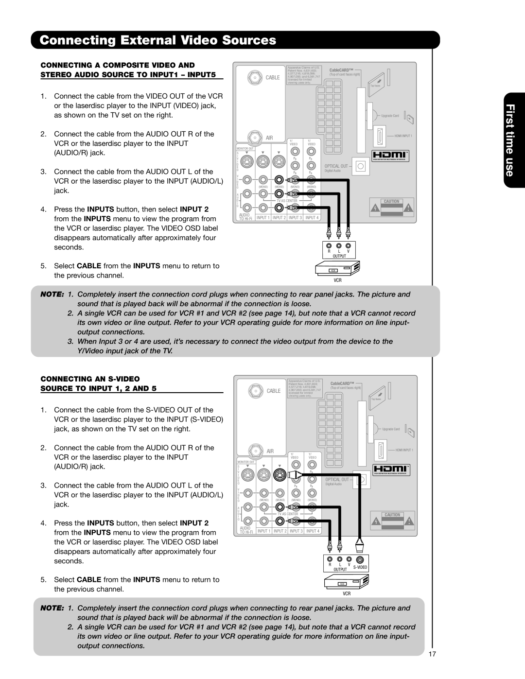 Hitachi 62VS69 important safety instructions Connecting a Composite Video 