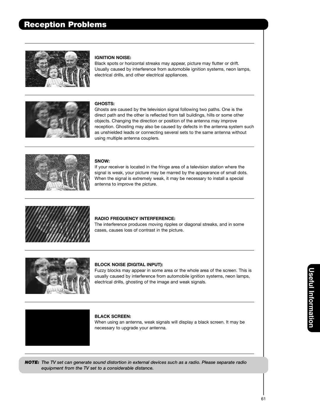 Hitachi 62VS69 important safety instructions Reception Problems 