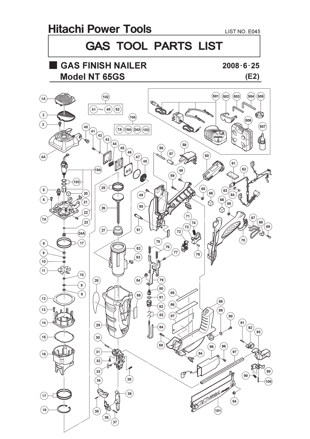 Hitachi 65GS manual Gas 