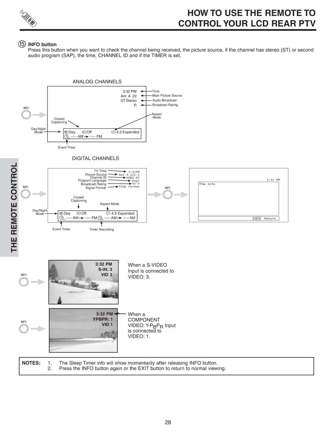 Hitachi 70VS810, 60VS810A important safety instructions Info button, When a S-VIDEO, Video 