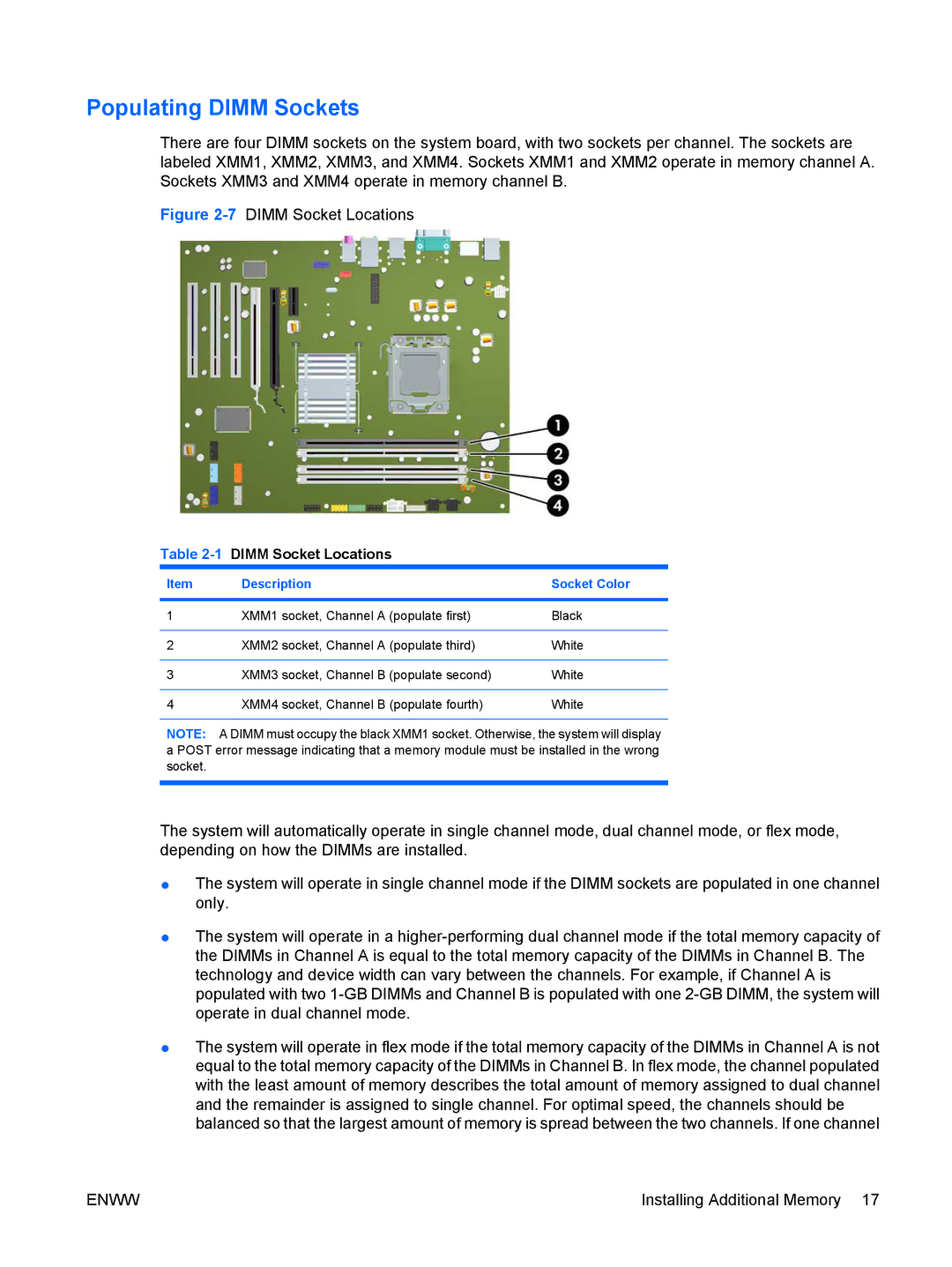 Hitachi 8000 Elite manual Populating Dimm Sockets, 1DIMM Socket Locations 