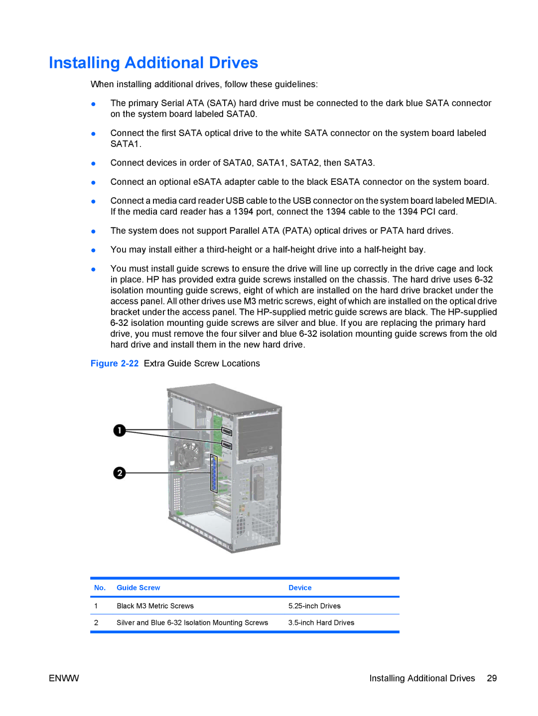 Hitachi 8000 Elite manual Installing Additional Drives, Guide Screw Device 