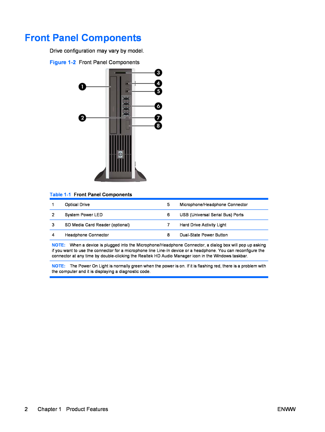 Hitachi 8000 manual 1 Front Panel Components 