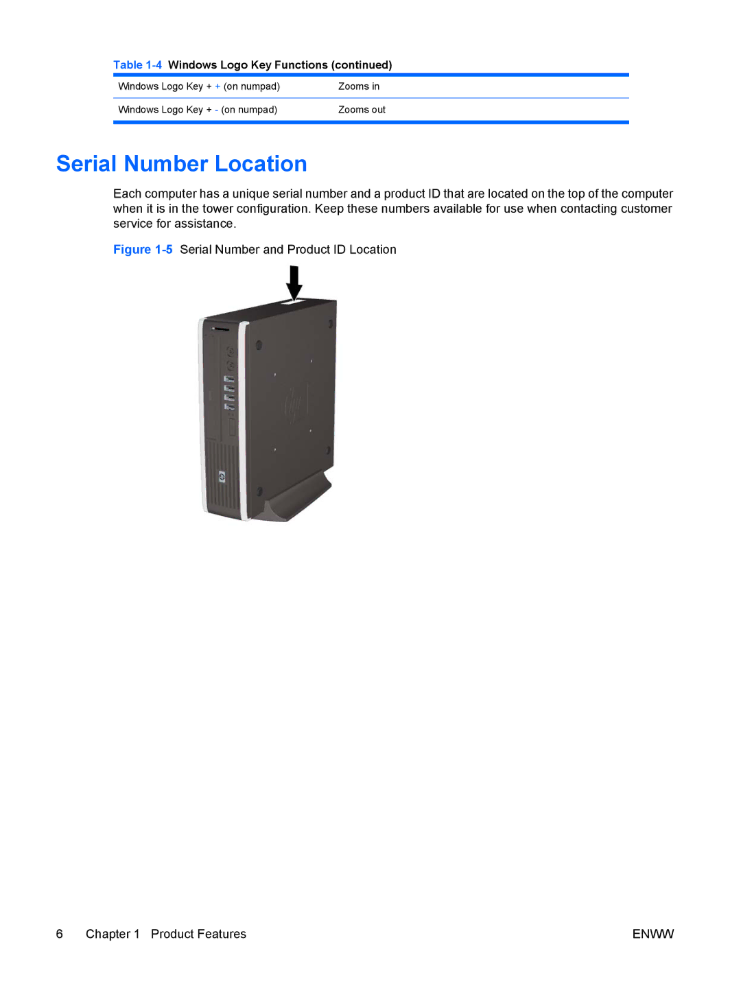 Hitachi 8000 manual Serial Number Location, 5Serial Number and Product ID Location Product Features 