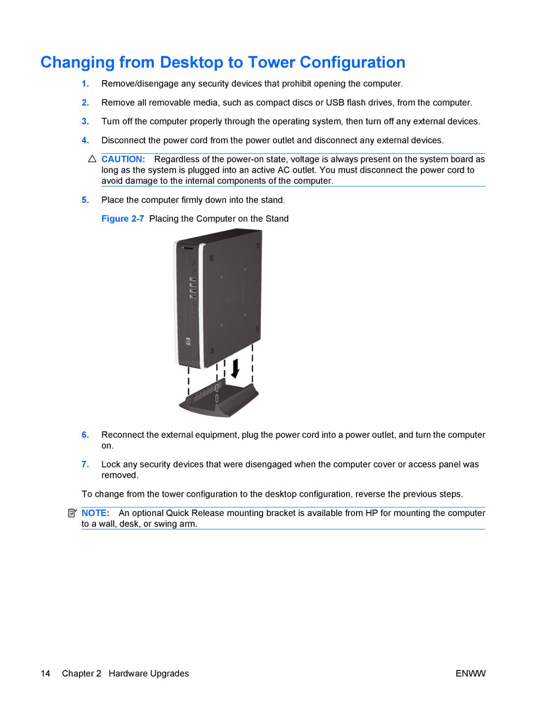 Hitachi 8000 manual Changing from Desktop to Tower Configuration 