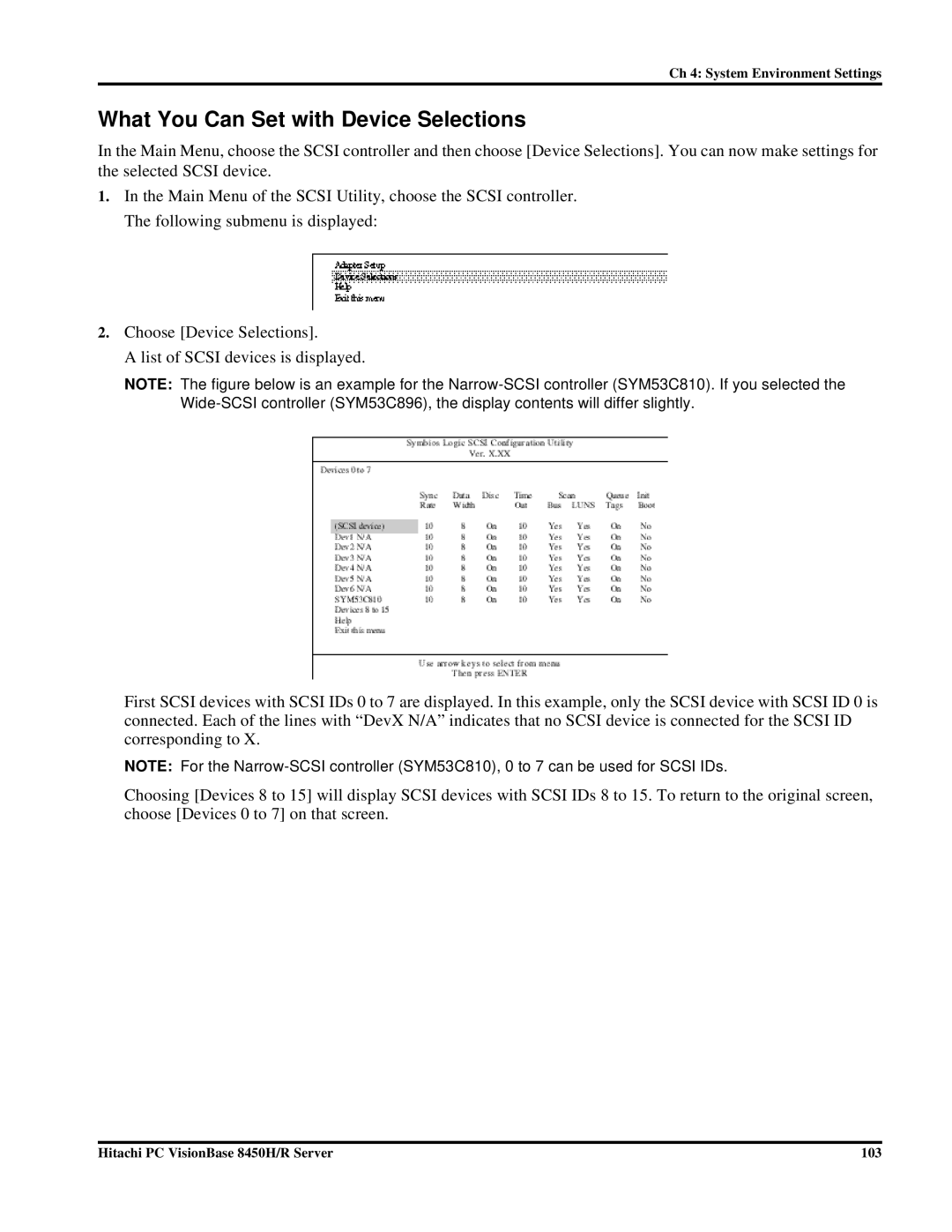 Hitachi 8450H/R manual What You Can Set with Device Selections 