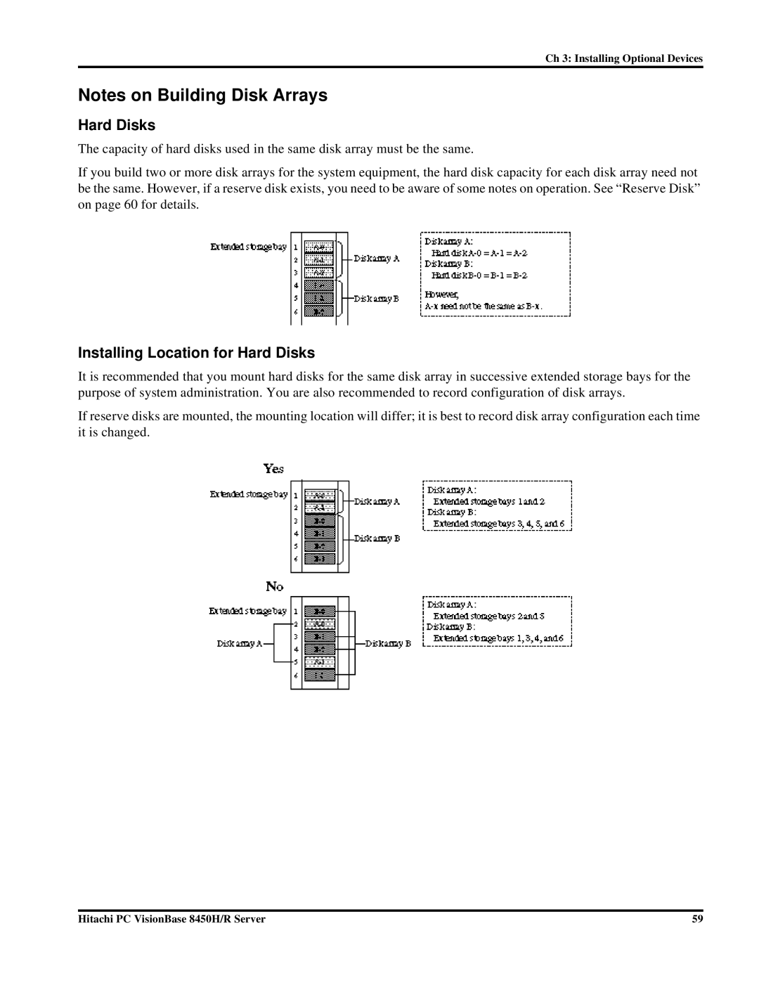 Hitachi 8450H/R manual Installing Location for Hard Disks 