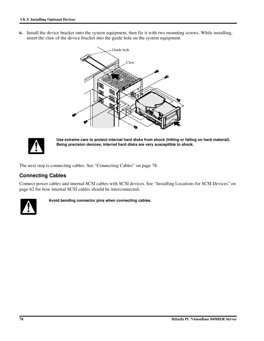 Hitachi 8450H/R manual Connecting Cables 