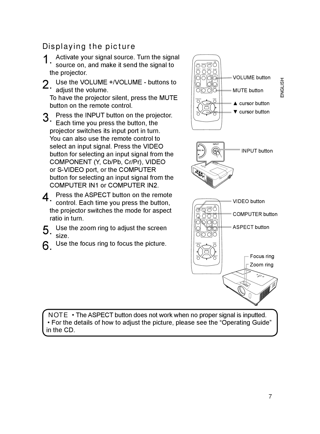 Hitachi 8755H, 8916 user manual Displaying the picture 