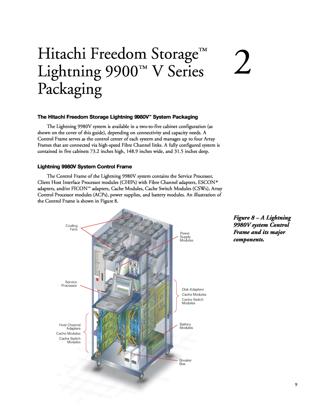 Hitachi manual Hitachi Freedom Storage, Lightning 9900 V Series, Packaging, Lightning 9980V System Control Frame 