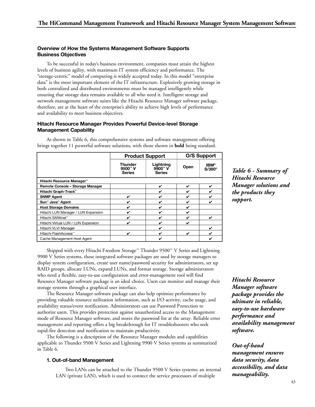 Hitachi 9900 manual Product Support, Out-of-band Management 