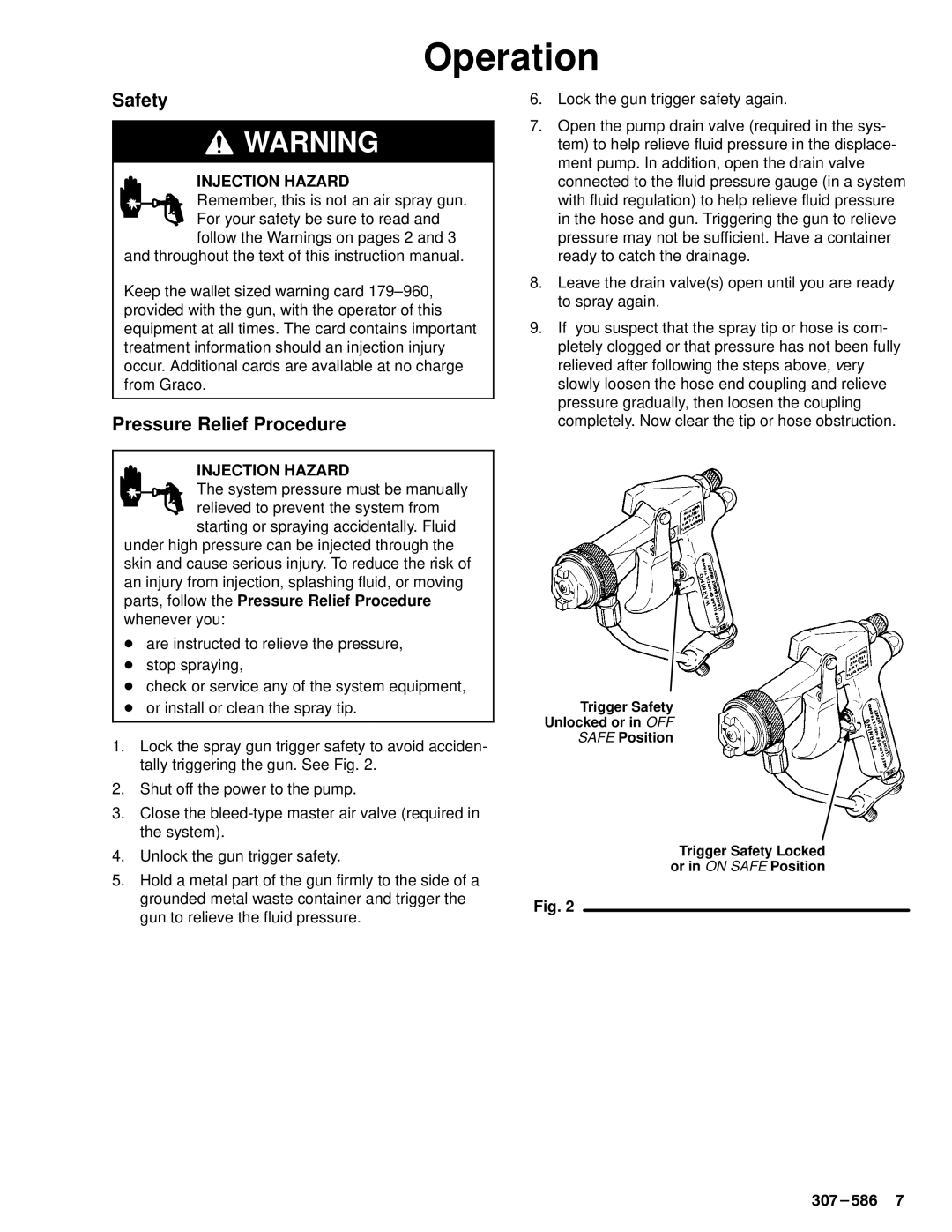 Hitachi AA 2000 dimensions Operation, Safety, Pressure Relief Procedure 