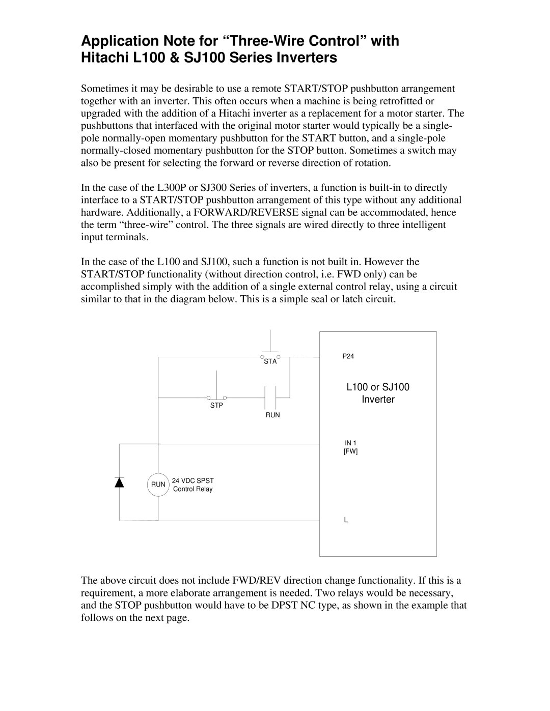 Hitachi AN021003-1 instruction manual L100 or SJ100 