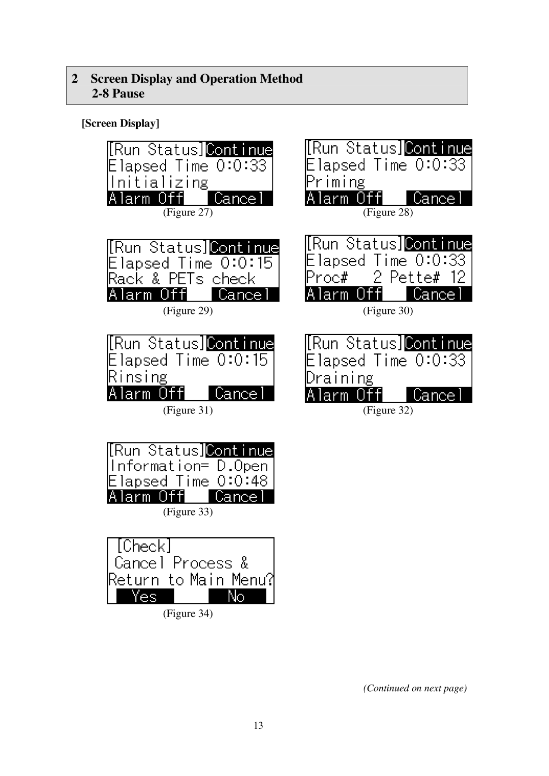 Hitachi AP 720STM manual Screen Display and Operation Method 2-8 Pause 