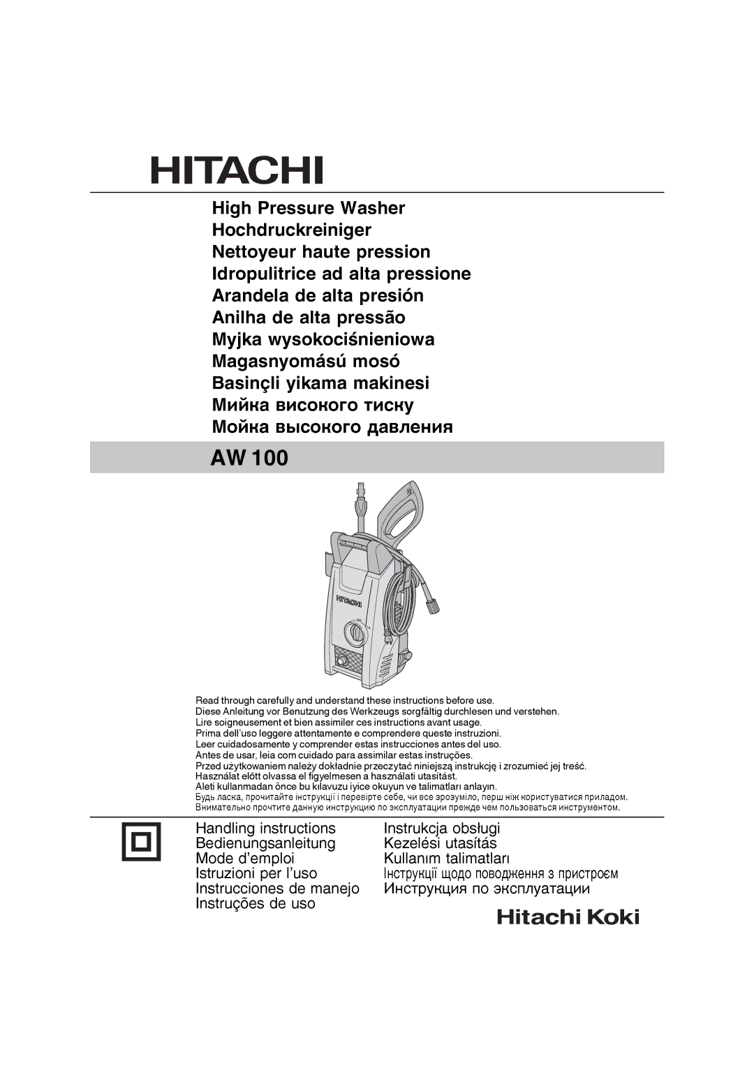 Hitachi AW 100 manual 