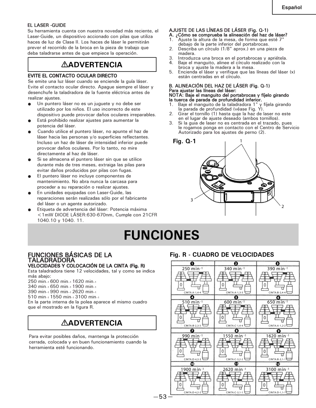 Hitachi B 16RM Funciones Básicas DE LA Taladradora, EL Laser -GUIDE, Evite EL Contacto Ocular Directo 