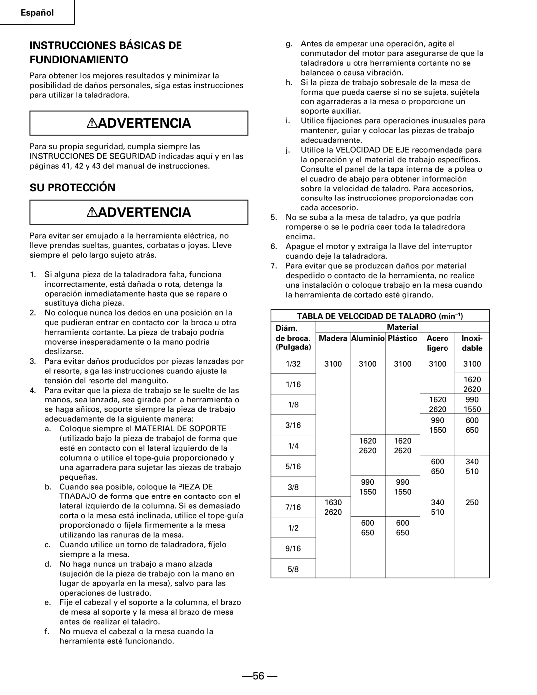 Hitachi B 16RM instruction manual Instrucciones Básicas DE Fundionamiento, SU Protección 