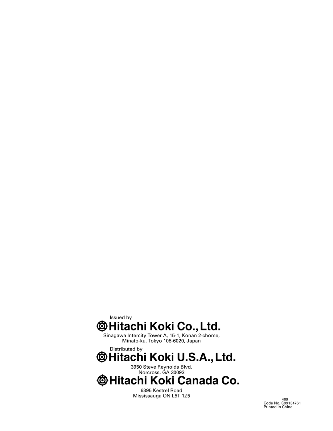 Hitachi B 16RM instruction manual Hitachi Koki Canada Co 