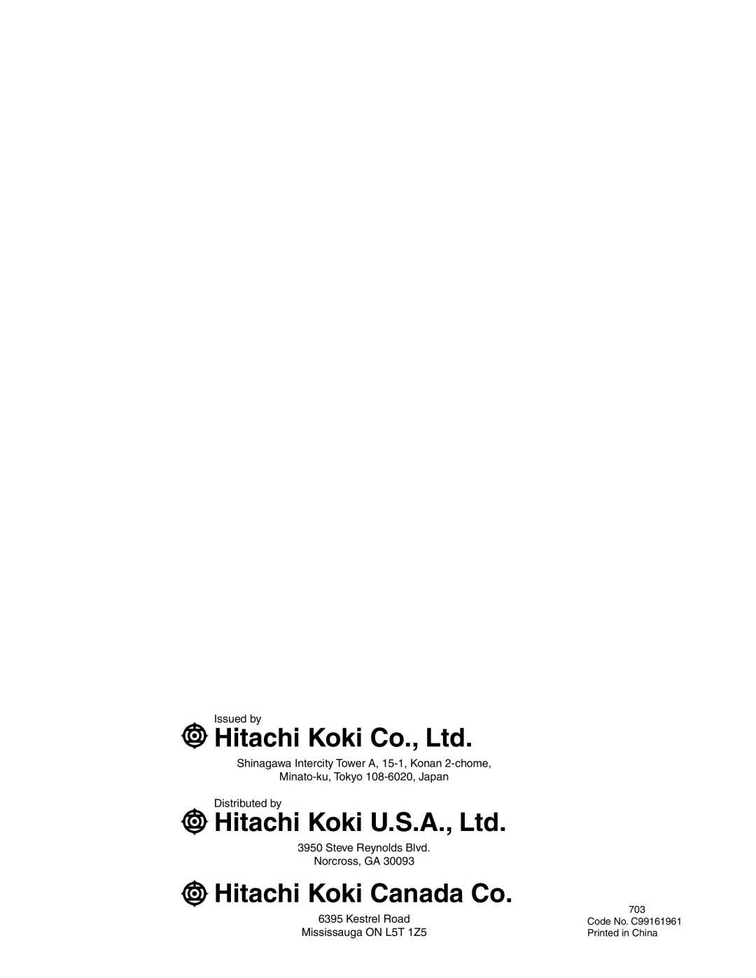 Hitachi B13F instruction manual Hitachi Koki Canada Co 