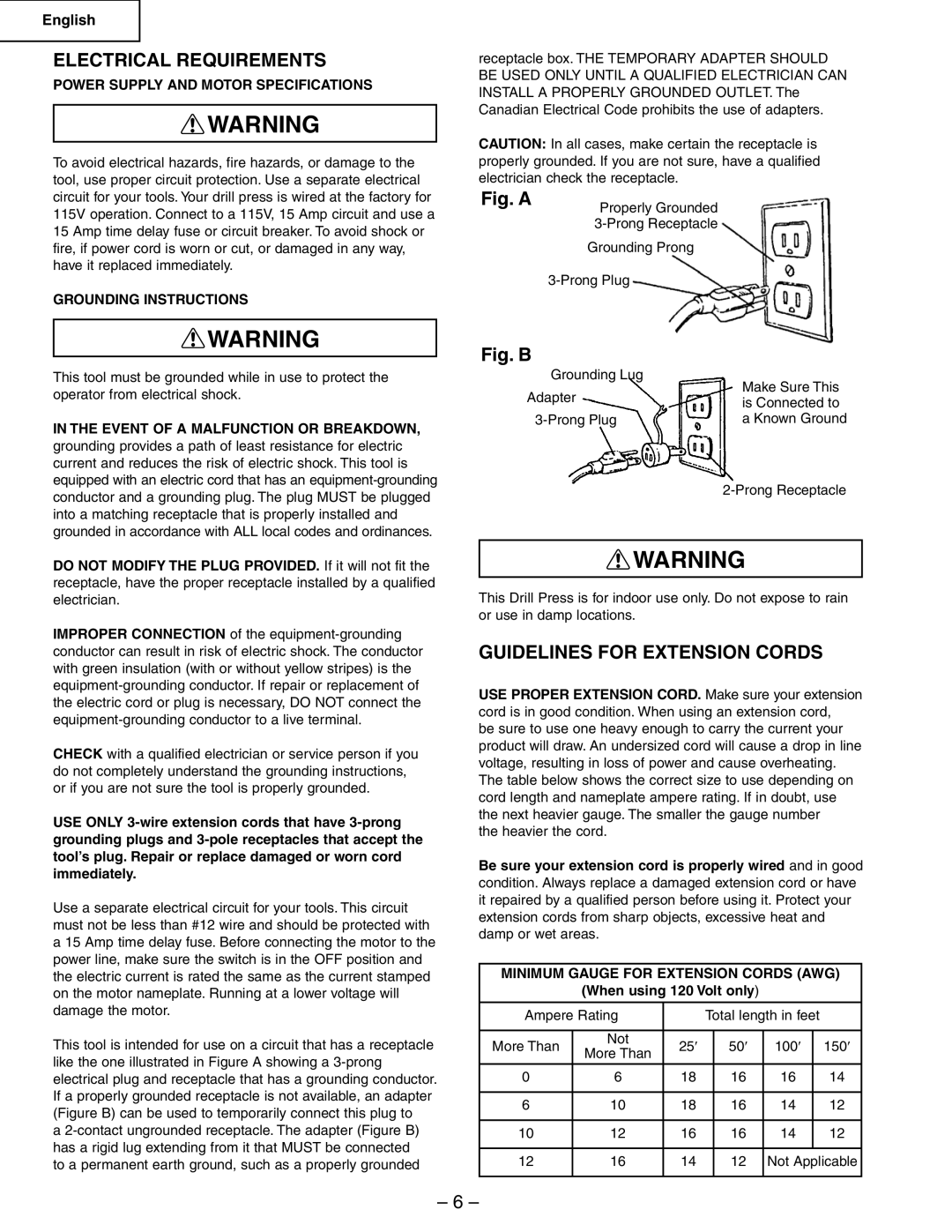 Hitachi B13F instruction manual Electrical Requirements, Guidelines for Extension Cords 