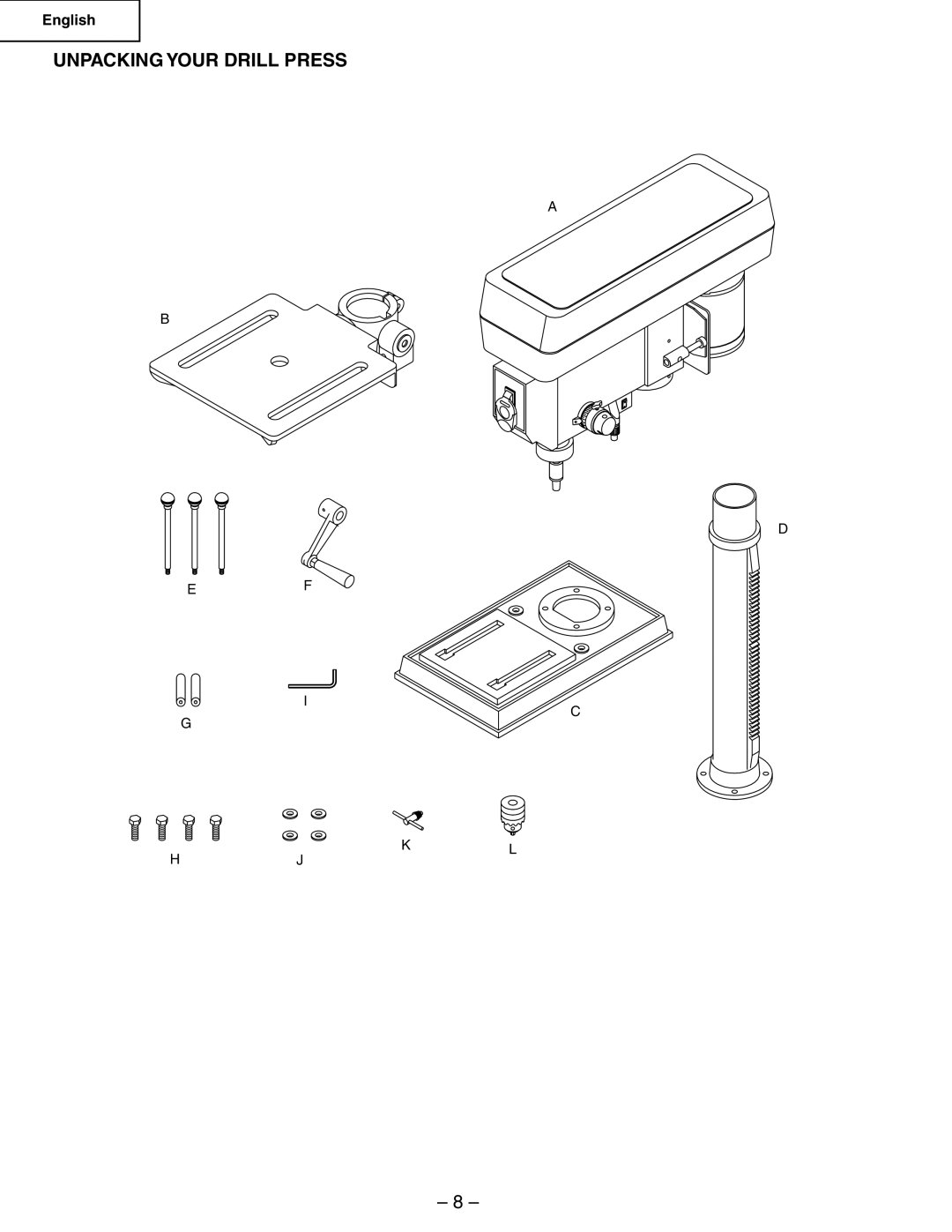 Hitachi B13F instruction manual Unpacking Your Drill Press 