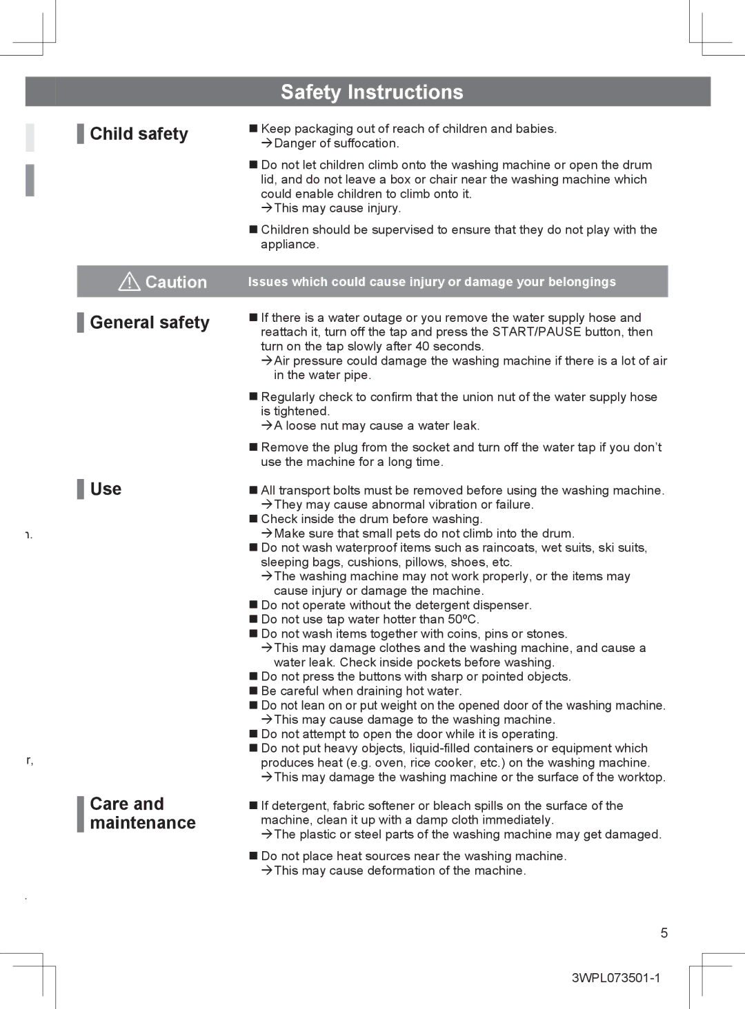 Hitachi BD-W80MV installation instructions Child safety General safety Use Care and maintenance 