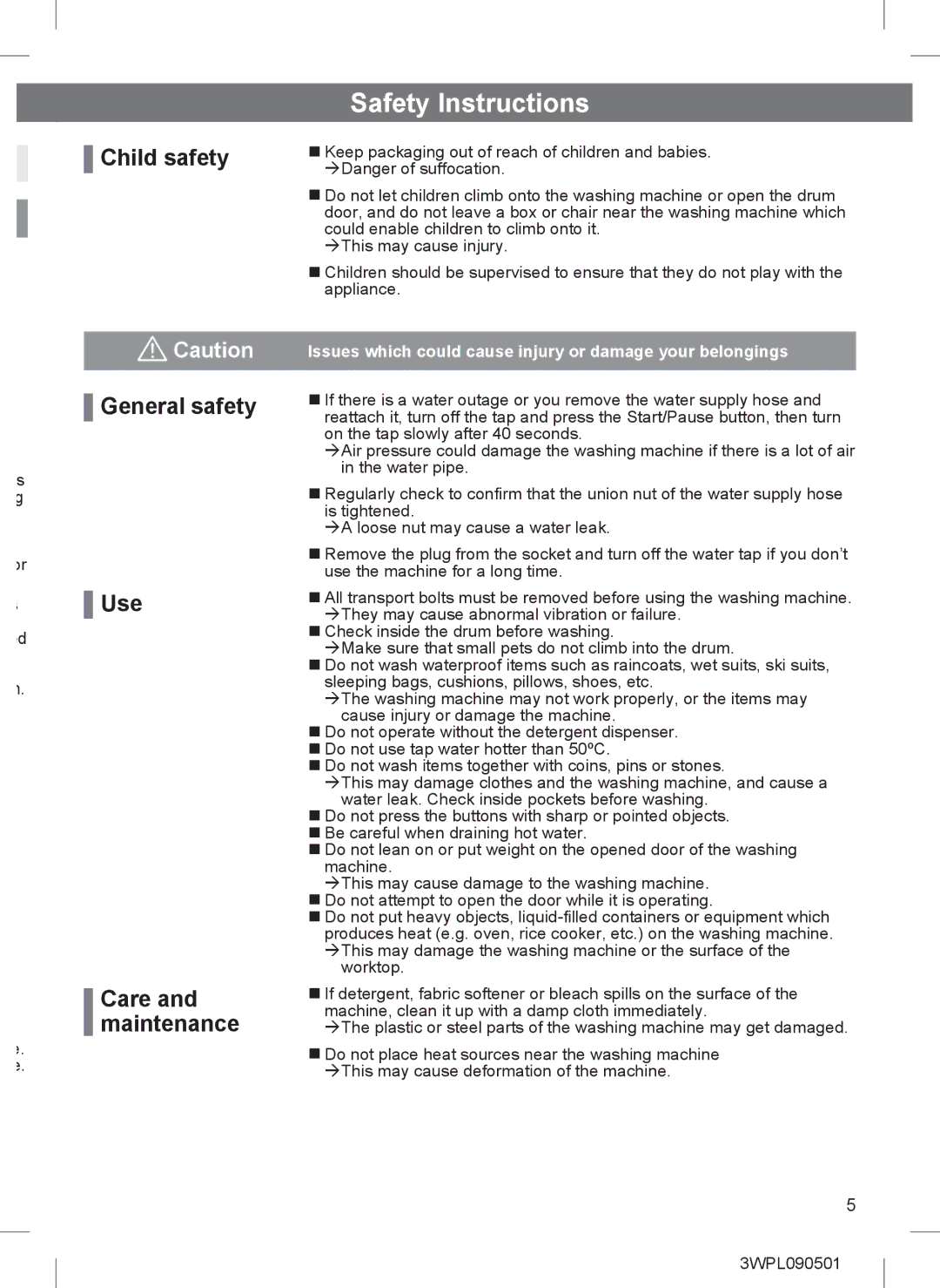 Hitachi BD-W85TAE installation instructions Child safety General safety Use Care and maintenance 