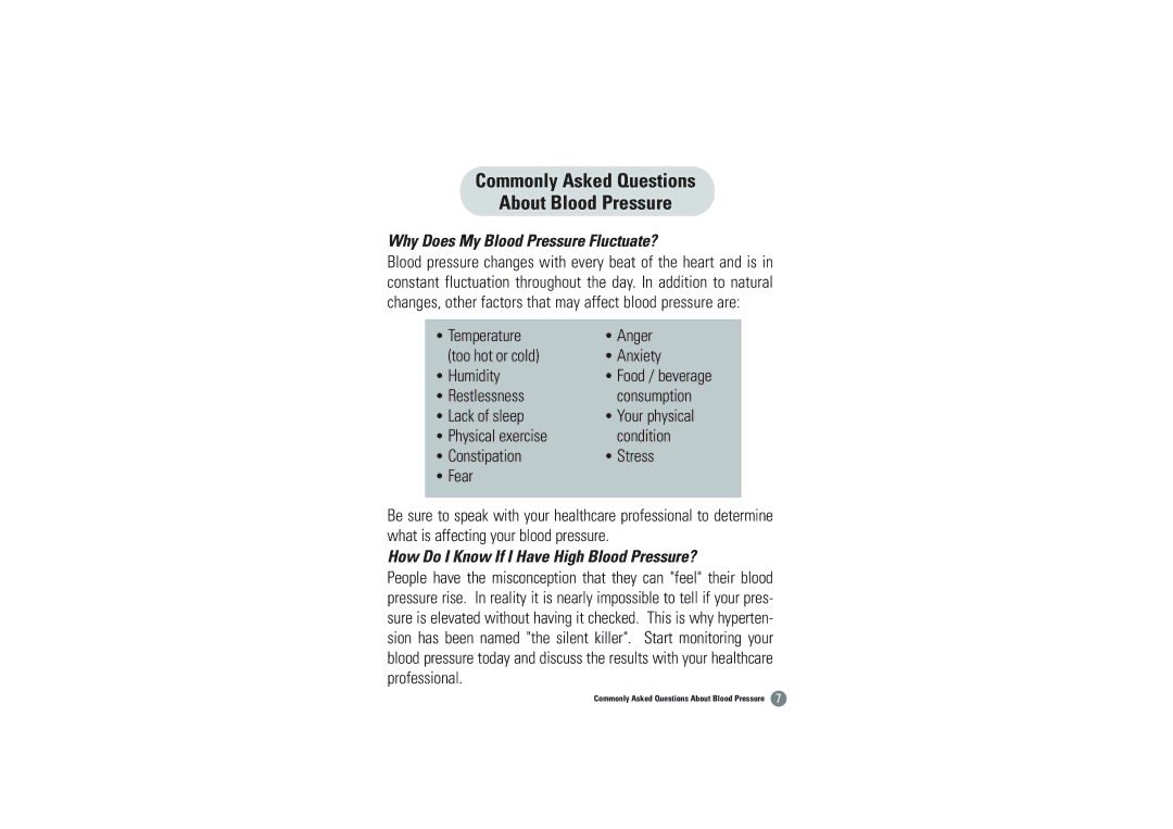 Hitachi BVA-2007 owner manual Why Does My Blood Pressure Fluctuate?, How Do I Know If I Have High Blood Pressure? 