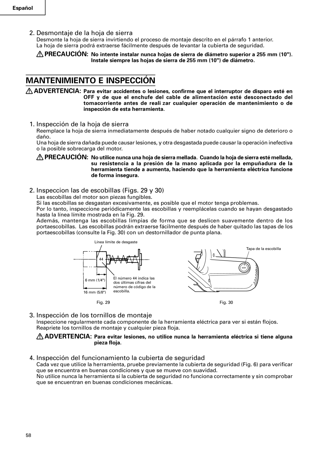 Hitachi C 10FCB instruction manual Mantenimiento E Inspección 