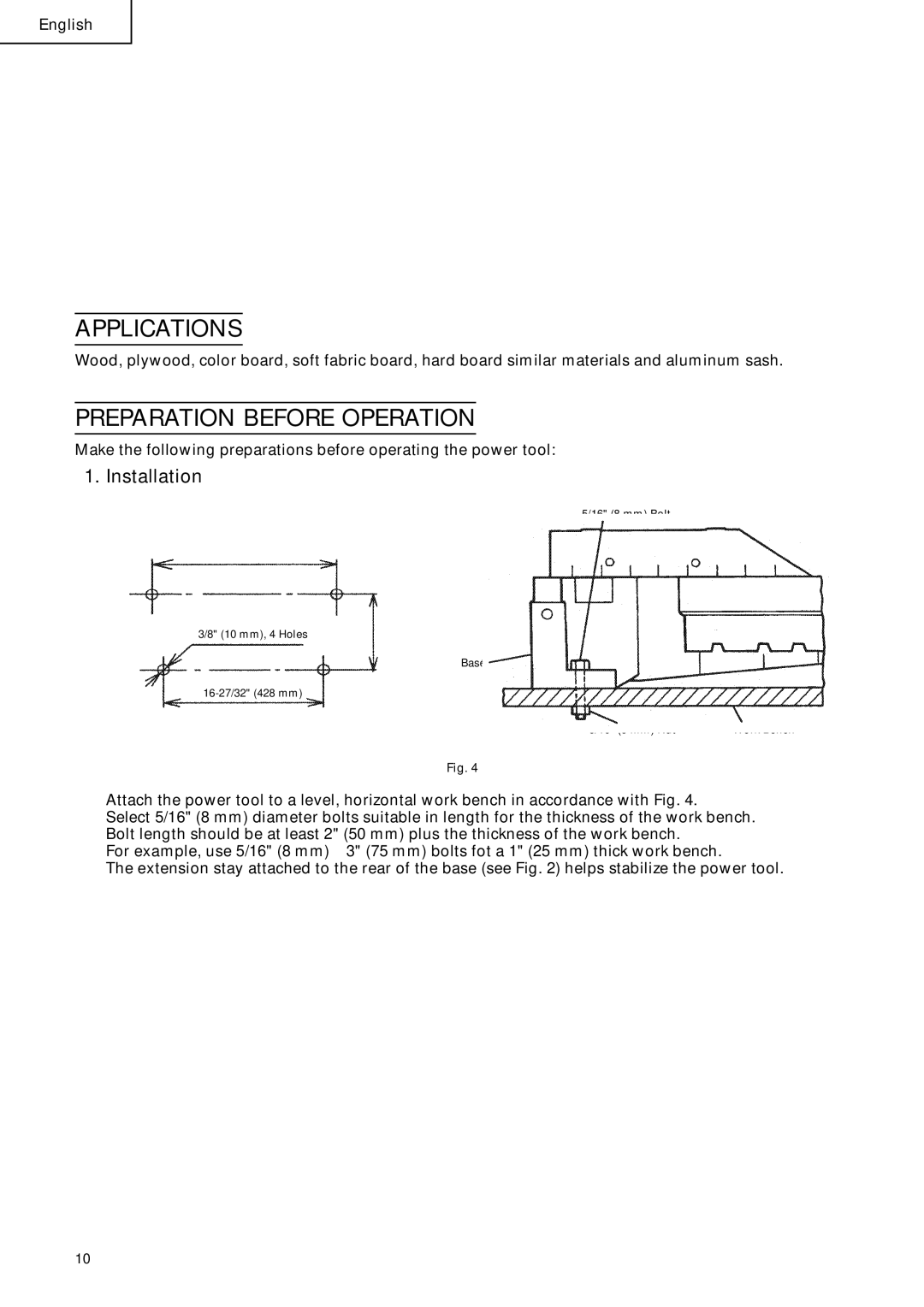 Hitachi C 10FCD instruction manual Applications, Preparation Before Operation, Installation 