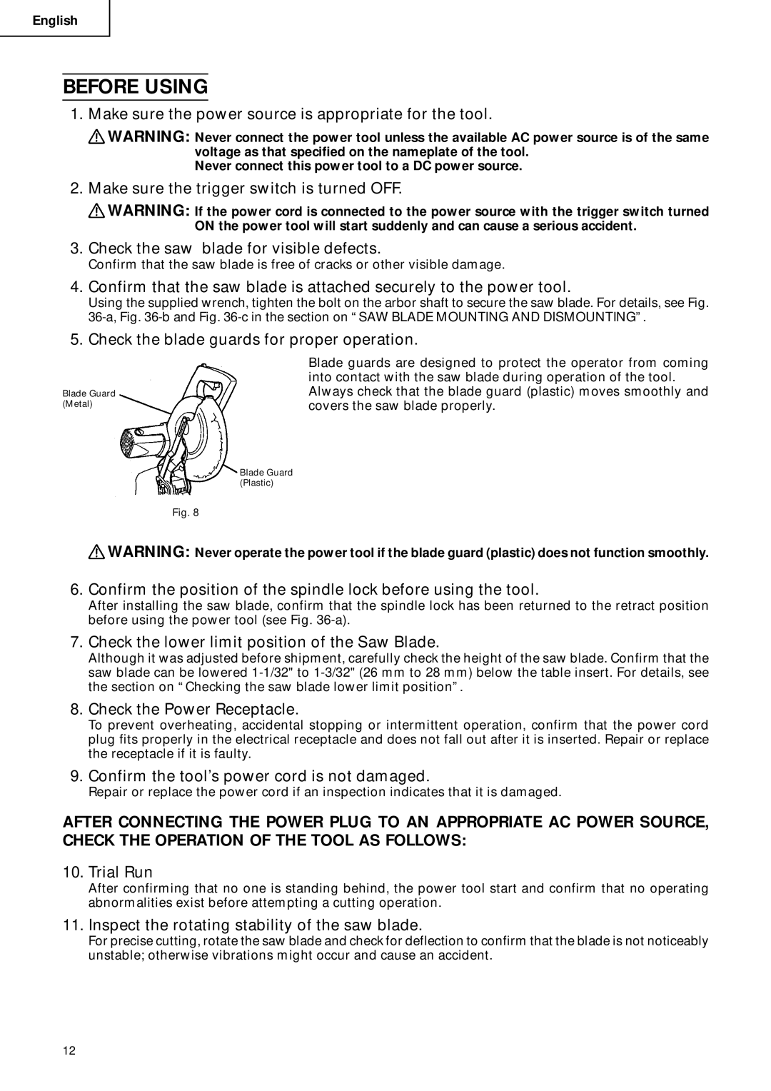 Hitachi C 10FCD instruction manual Before Using 