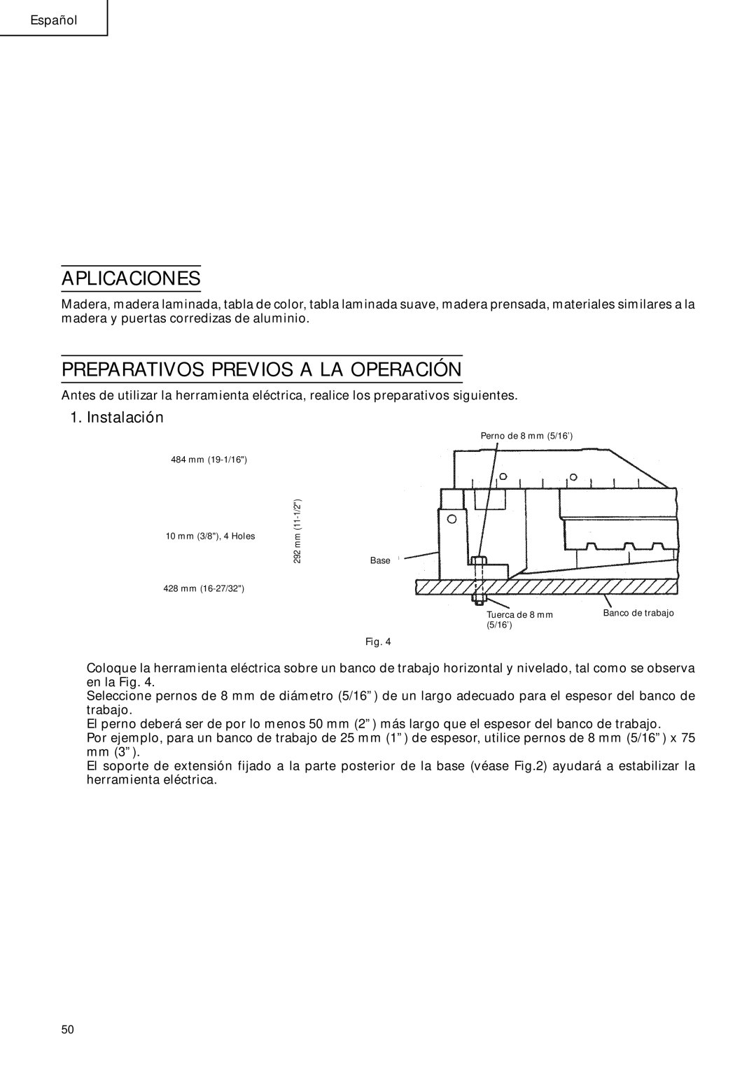 Hitachi C 10FCD instruction manual Aplicaciones, Preparativos Previos a LA Operación, Instalación 