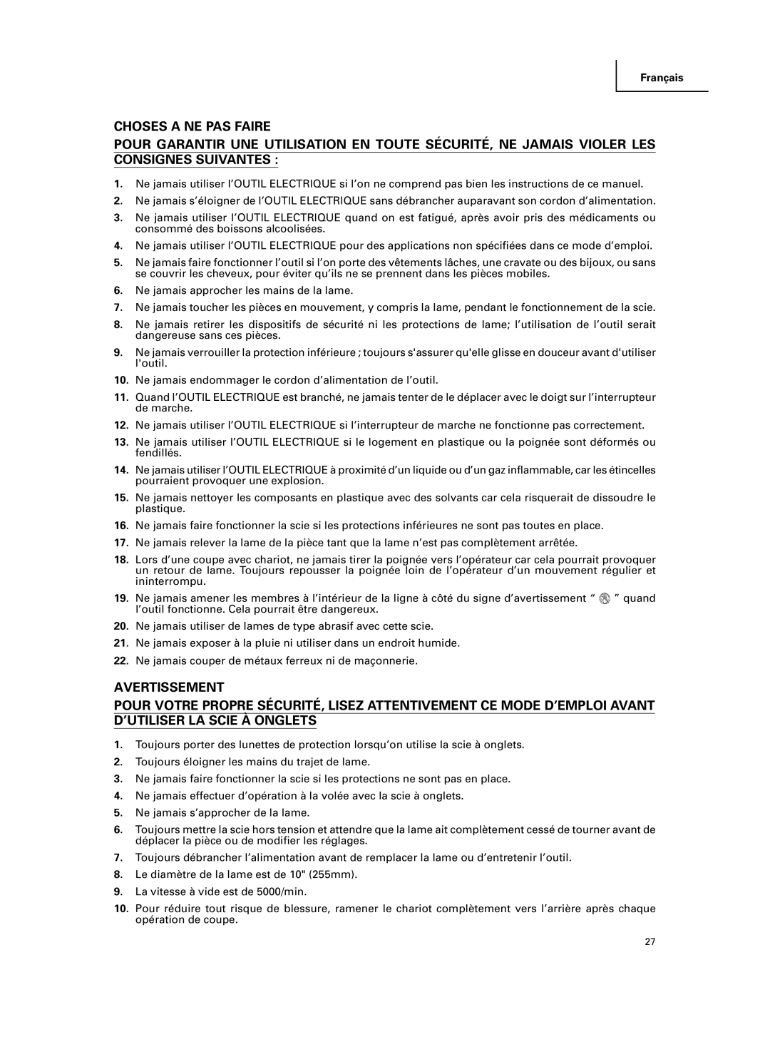 Hitachi C 10FCE instruction manual Français 