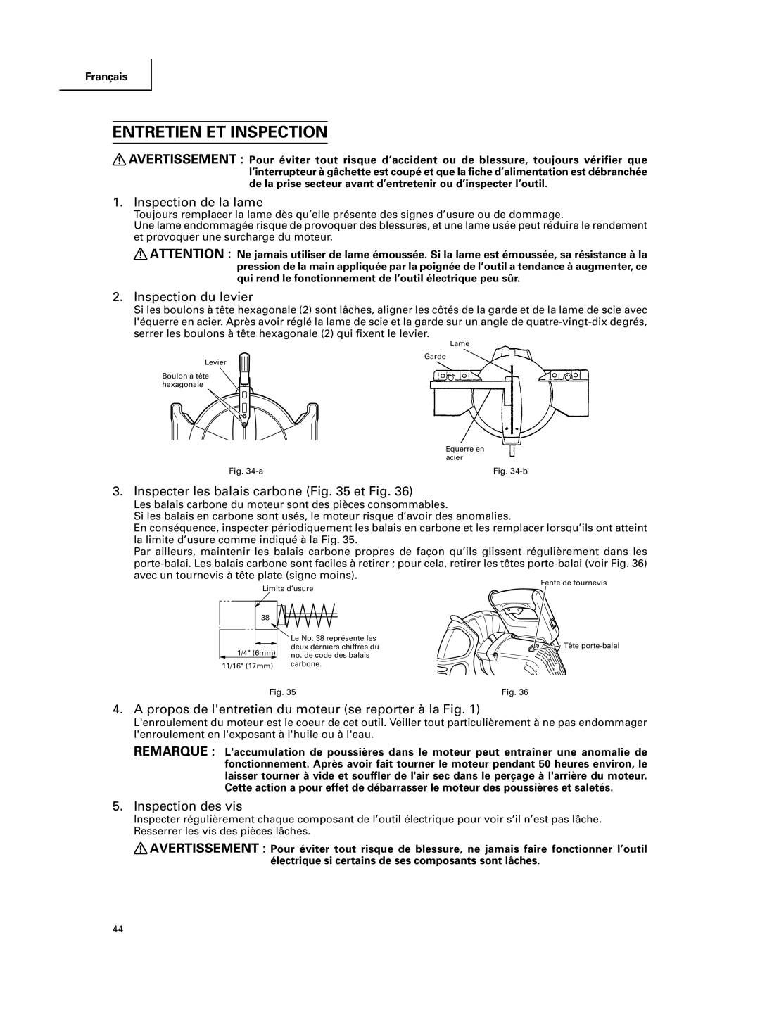 Hitachi C 10FCE instruction manual Entretien ET Inspection 