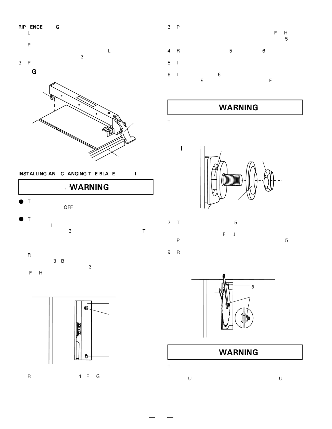 Hitachi C 10FR instruction manual RIP Fence Fig. G, Installing and Changing the Blade Fig. H, I, J 