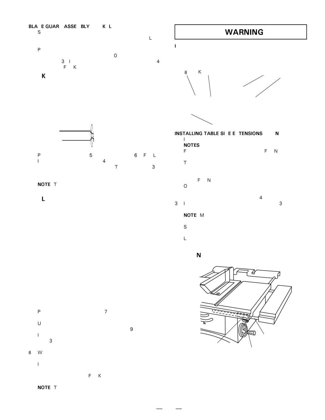 Hitachi C 10FR instruction manual Blade Guard Assembly Fig. K, L, M, Installing Table Side Extensions Fig. N 