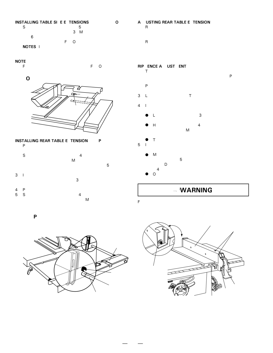 Hitachi C 10FR instruction manual Installing Table Side EXTENSIONS- contd Fig. O, Installing Rear Table Extension Fig. P 