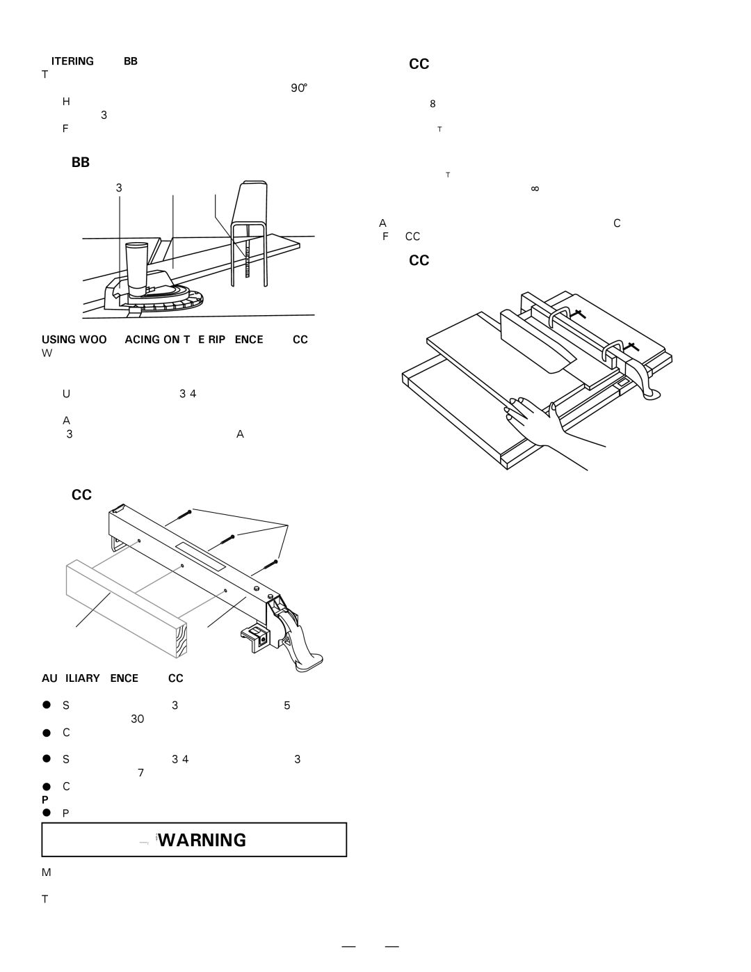 Hitachi C 10FR Mitering Fig. BB, Auxiliary Fence Fig. CC-1 Making the base, Making the side, Putting it together 