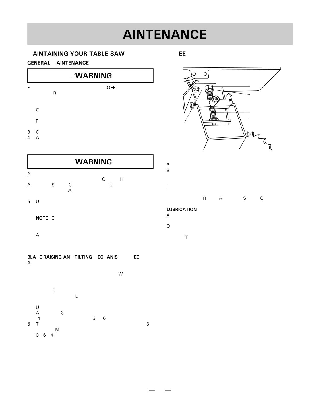 Hitachi C 10FR instruction manual Maintenance, Maintaining Your Table SAW, Lubrication 