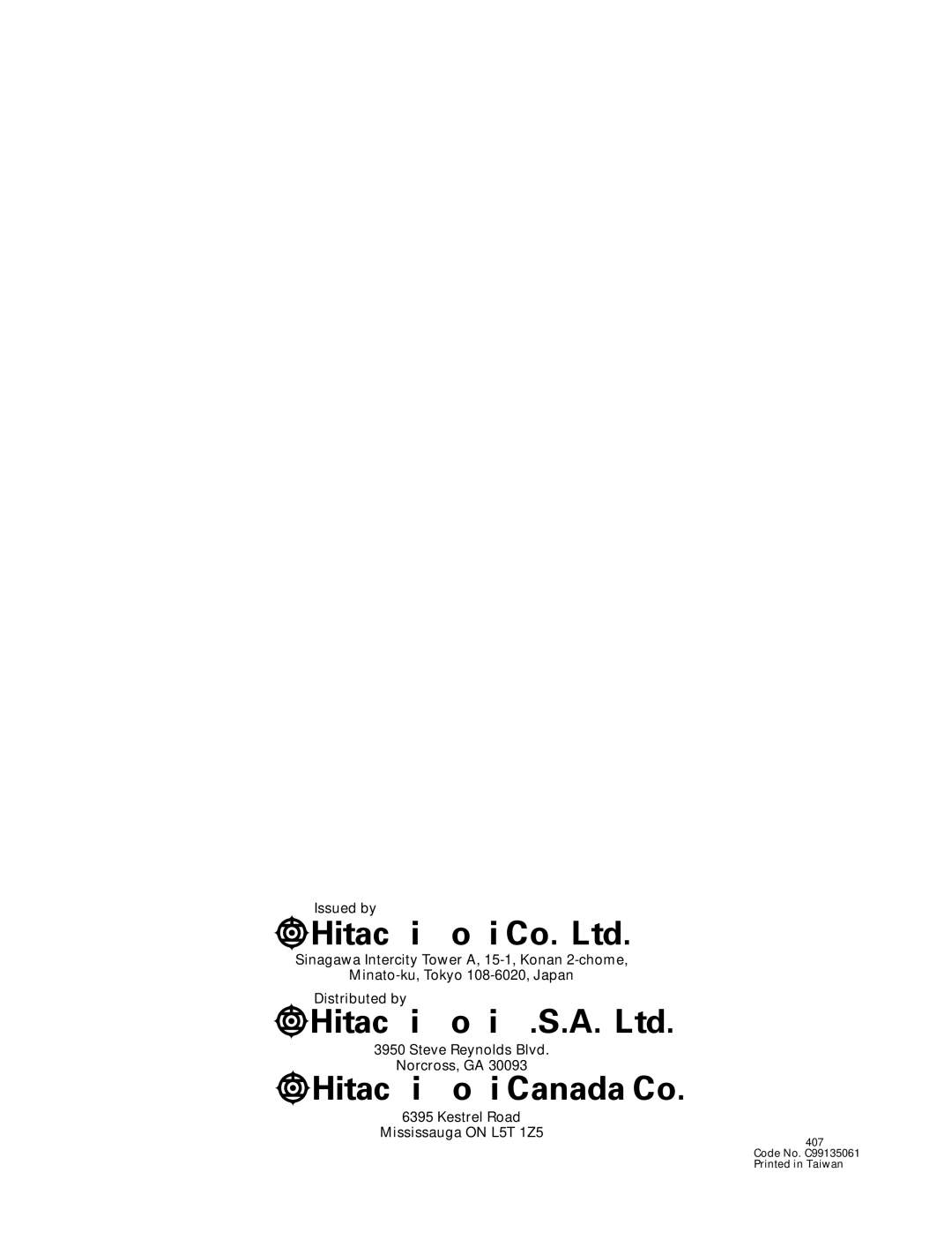 Hitachi C 10FR instruction manual Hitachi Koki Canada Co 