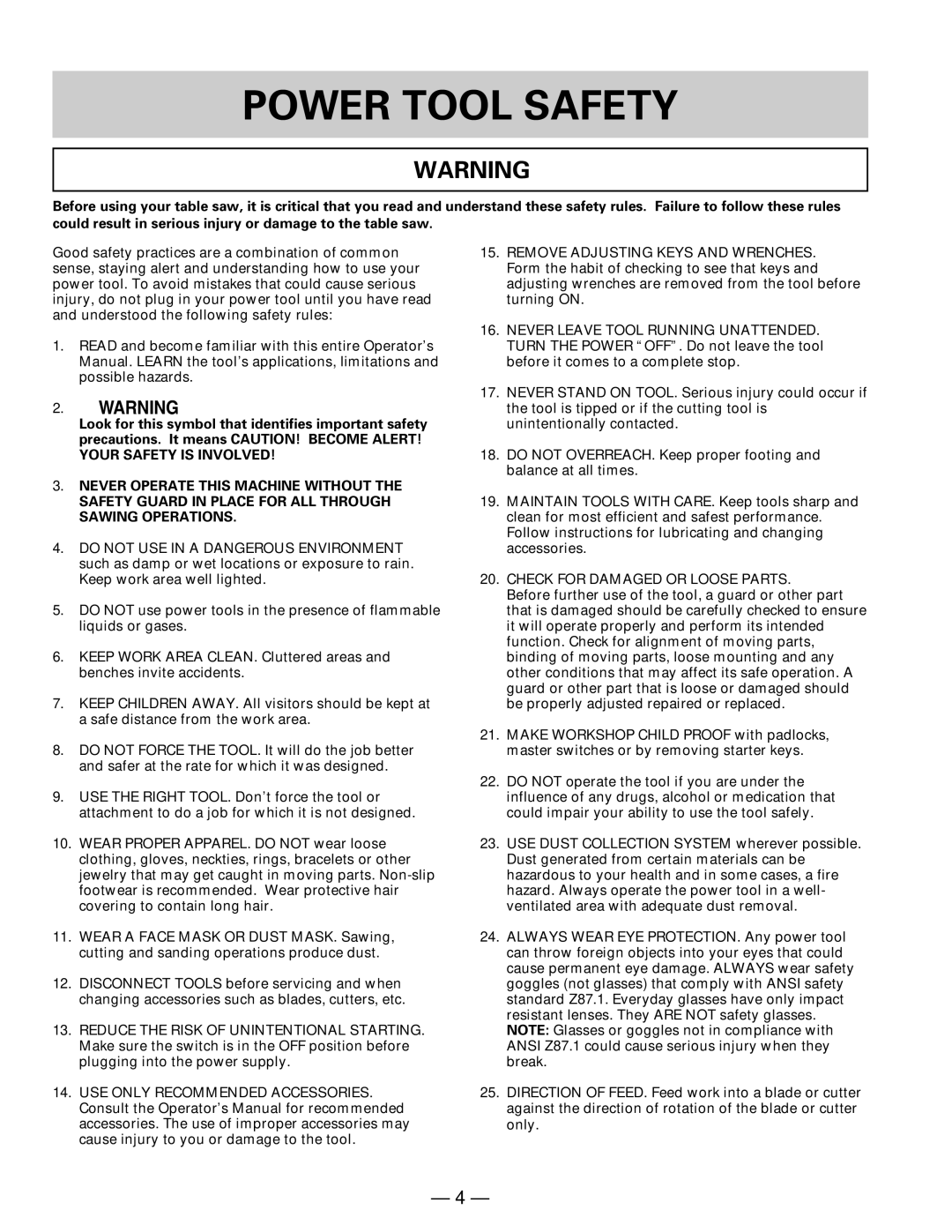 Hitachi C 10FR instruction manual Power Tool Safety, Check for Damaged or Loose Parts 