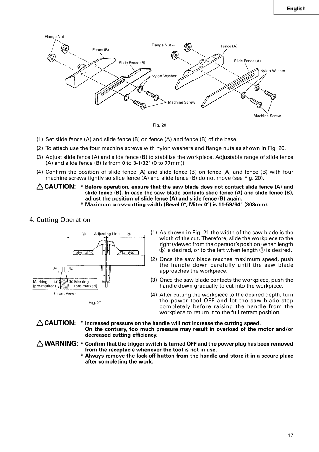 Hitachi C 10FS instruction manual Cutting Operation 