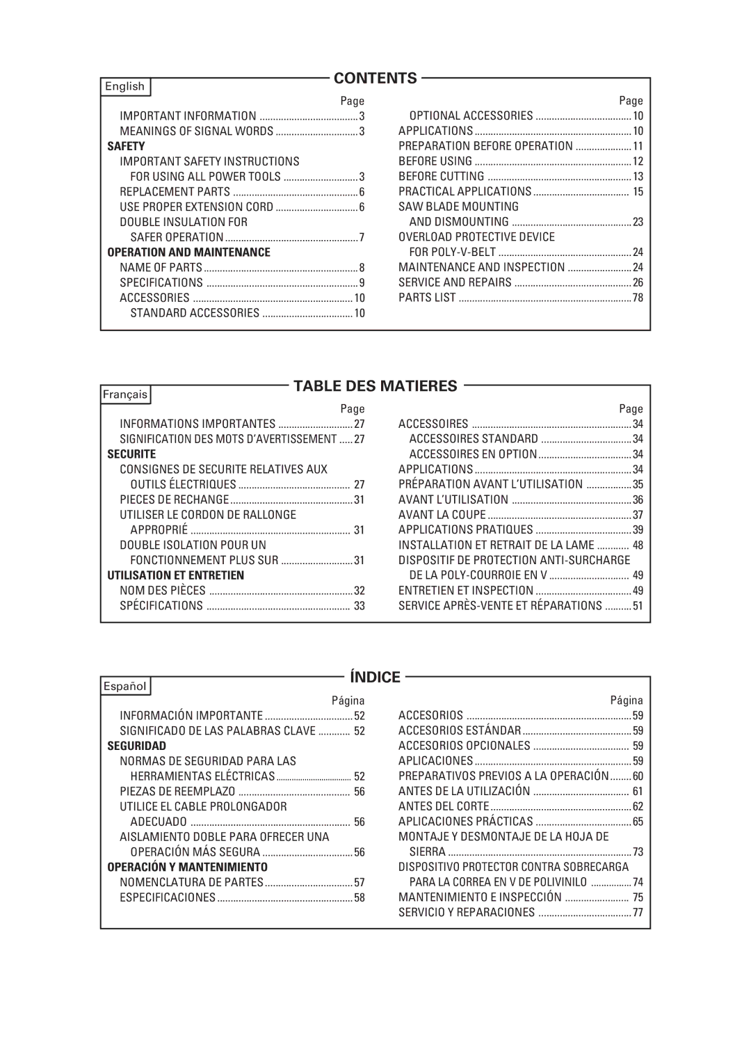 Hitachi C 10FS instruction manual Contents 