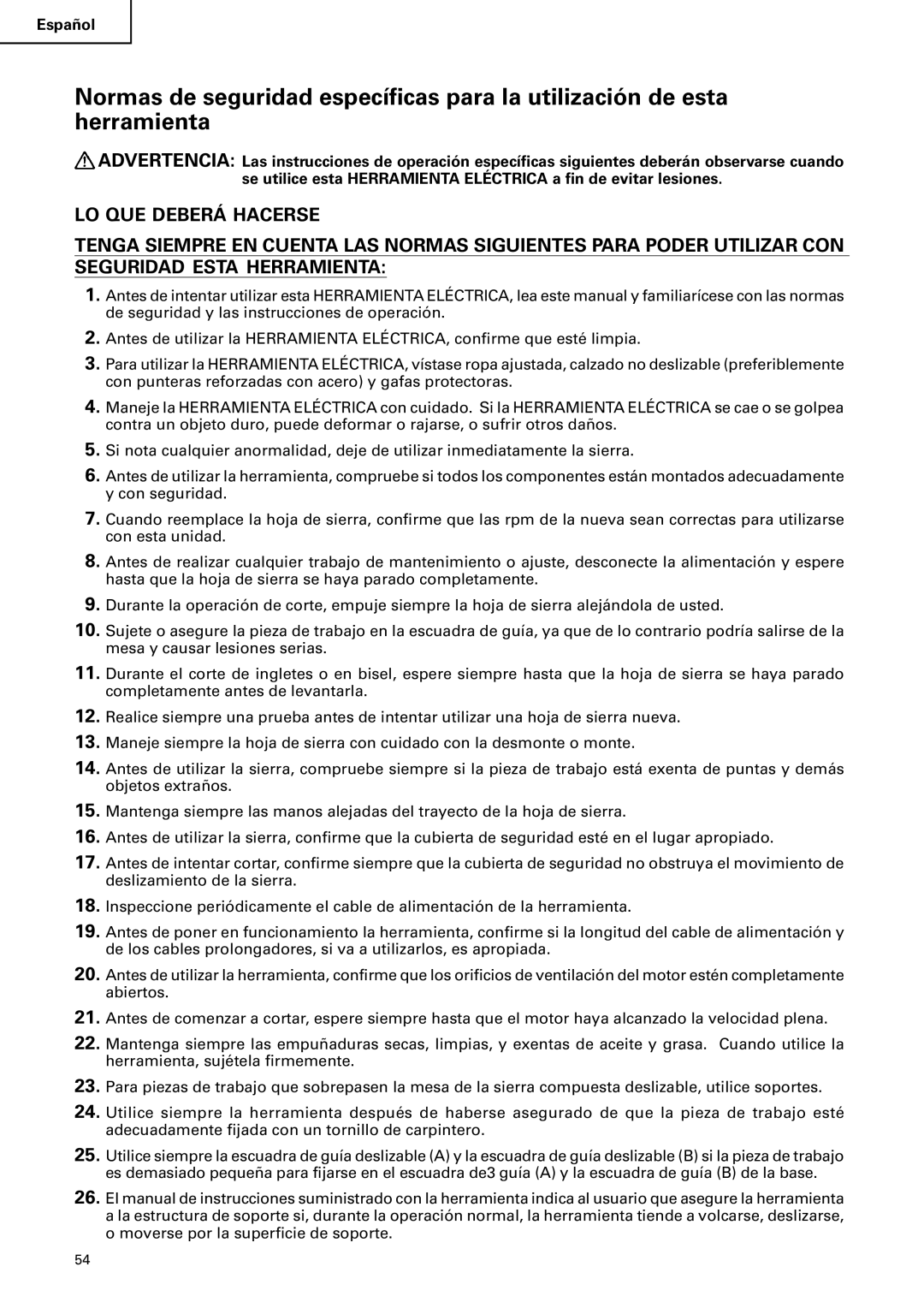 Hitachi C 10FS instruction manual Español 