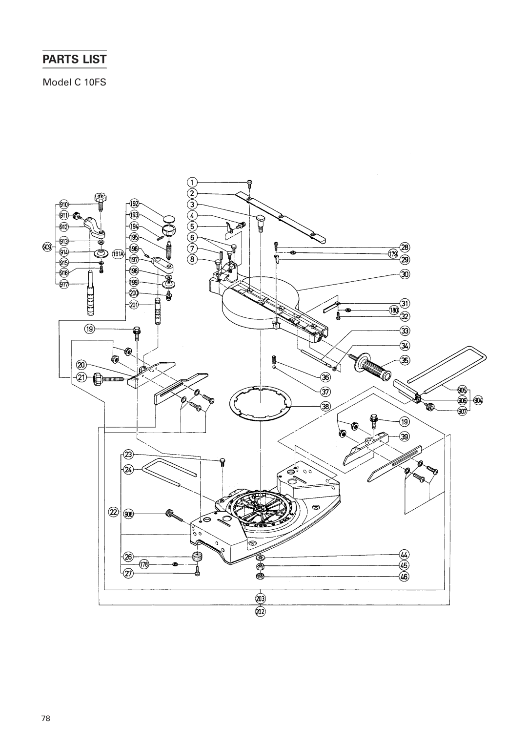 Hitachi C 10FS instruction manual Parts List 