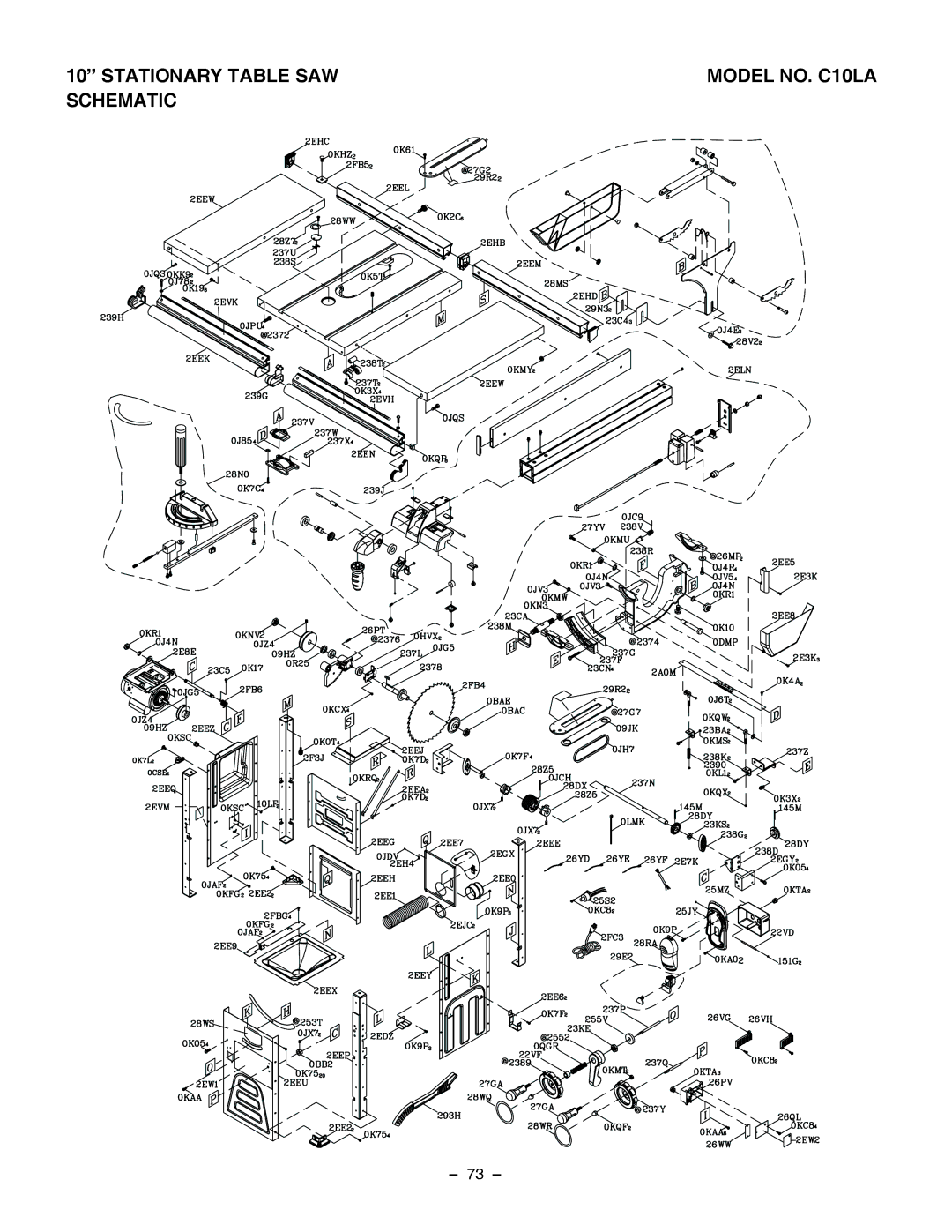 Hitachi C 10LA instruction manual Stationary Table SAW Model NO. C10LA Schematic 