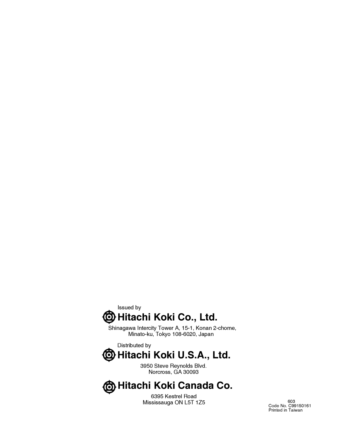 Hitachi C 10LA instruction manual Hitachi Koki Canada Co 